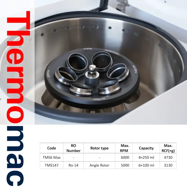 Thermomac TMS6 Max 6x100ml Açılı Rotor - Masaüstü Santrifüj Cihazı 6000rpm