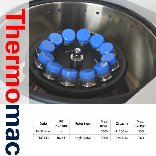 Thermomac TMS6 Max 12x50ml Açılı Rotor - Masaüstü Santrifüj Cihazı 6000rpm