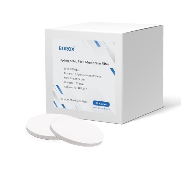 Borox Hidrofobik Politetrafloroetilen PTFE Membran Filtre - 0.22µm 47mm - 50 Adet/Paket