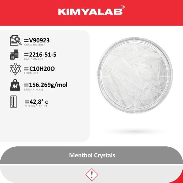 Kimyalab Kristal Mentol - Menthol Crystals - 3 Kg-HDPE Varil