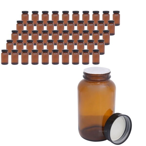Borox Amber Cam Şişe 500 ml - Bastır Aç Kapaklı Şişe 50 Adet Toptan