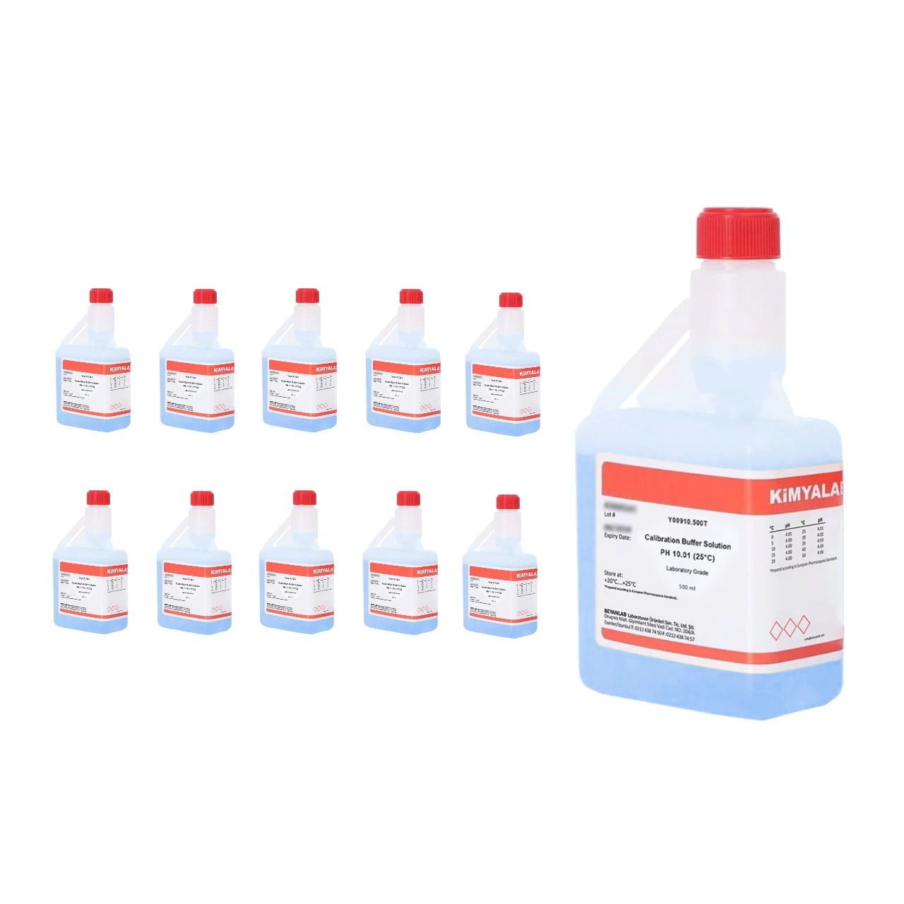 Kimyalab pH 10.01 Kalibrasyon Sıvısı - pH Metre Tampon Çözelti - 10 Adet Toptan