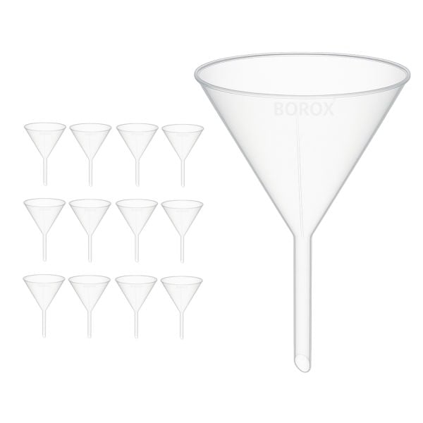 Borox Plastik Huni 150mm - Laboratuvar Hunisi - Uzun Saplı - 12 Adet/Toptan