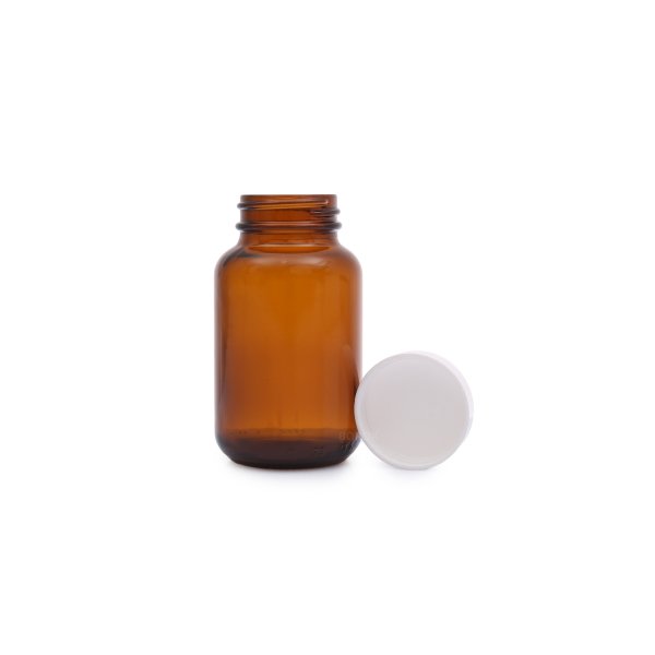 Borox Amber Cam Şişe 120 ml - Beyaz Kapaklı 120cc - 100 Adet Toptan