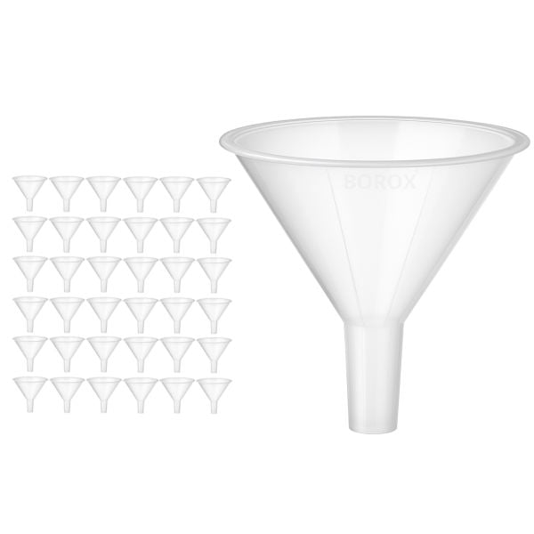 Borox Plastik Toz Huni 150mm - Laboratuvar Hunisi - Paralel Gövde - 36 Adet/Toptan