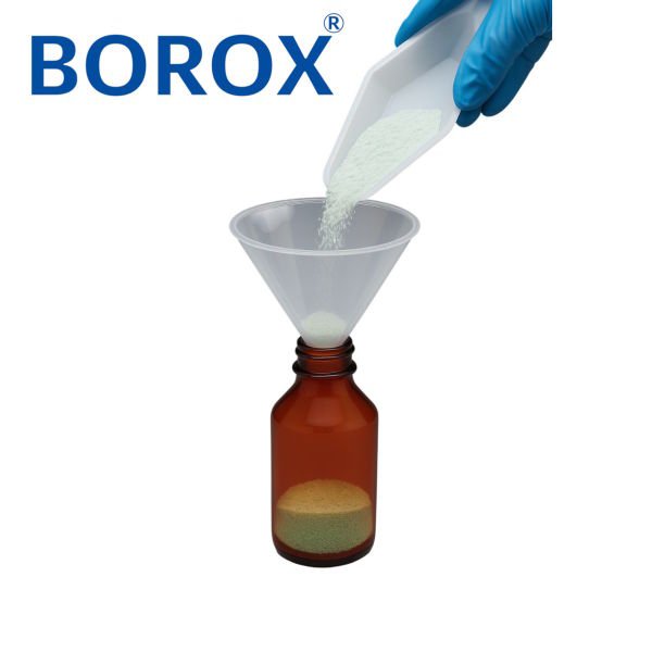 Borox Plastik Toz Huni 100mm - Laboratuvar Hunisi - Paralel Gövde - 36 Adet/Toptan