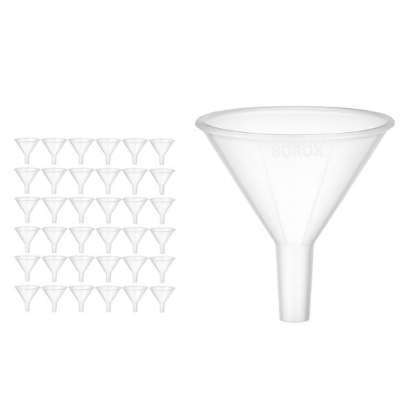 Borox Plastik Toz Huni 80mm - Laboratuvar Hunisi - Paralel Gövde - 36 Adet/Toptan