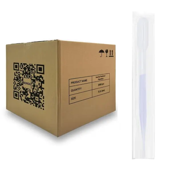 Borox Steril Pastör Pipeti - Plastik Damlalık 0.5-3ml - 2500 Adet Toptan - Tek Tek Poşetli