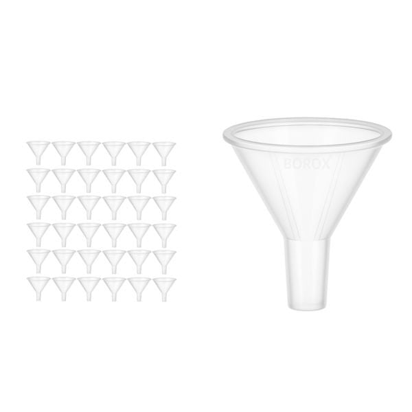 Borox Plastik Toz Huni 65mm - Laboratuvar Hunisi - Paralel Gövde - 36 Adet/Toptan