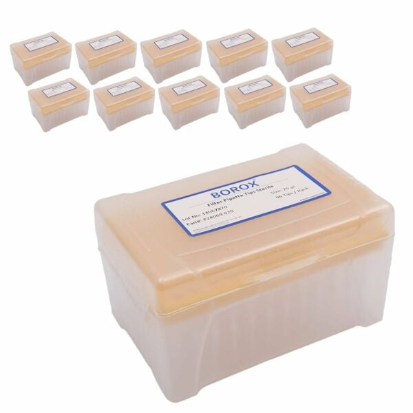 Borox Filtreli Pipet Ucu Steril 20 µl - Uzun Şeffaf - 10 Paket Toptan