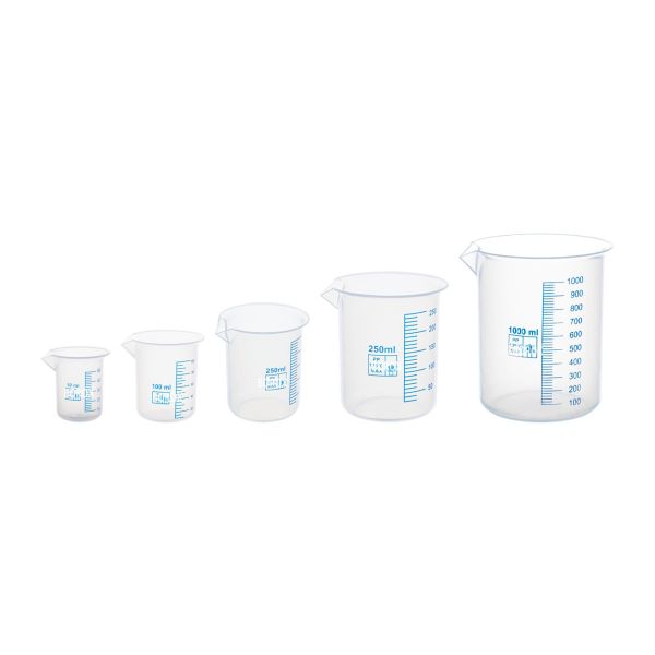 Borox Plastik Beher 50 ml - Ölçü Kabı - Mavi Skala - 12 Adet/Toptan