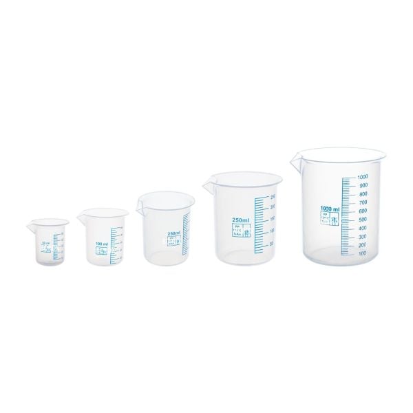 Borox Plastik Beher 250 ml - Ölçü Kabı - Mavi Skala - 12 Adet/Toptan
