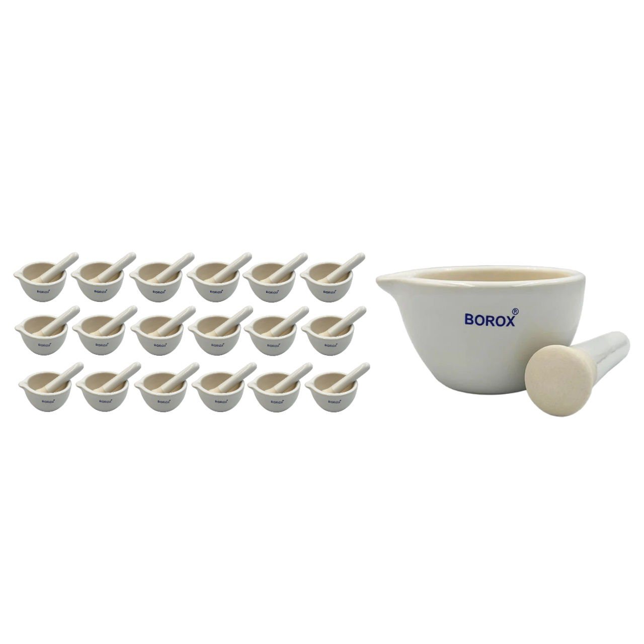 Borox Porselen Havan Tokmaklı 60ml - 18 Set/Toptan