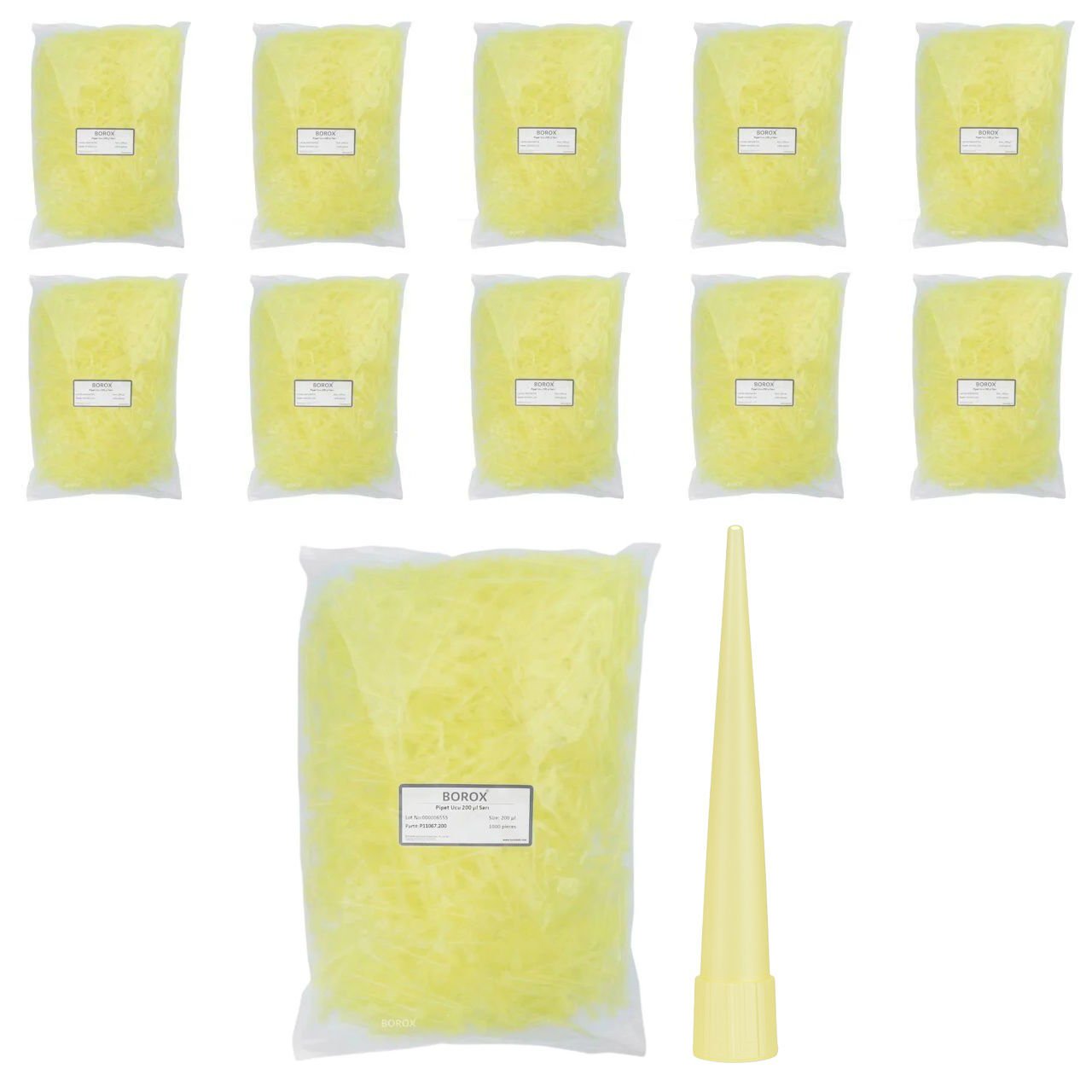 Borox Otomatik Pipet Ucu 200 µl Sarı - 10000 Adet Toptan