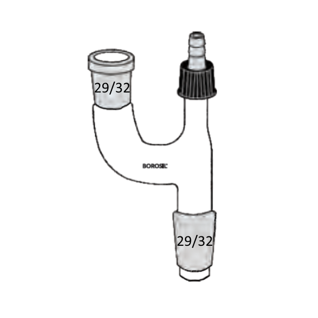 Borosil Cam Adaptör Hortum Çıkışlı Kuğu Boyun - 29/32-29/32