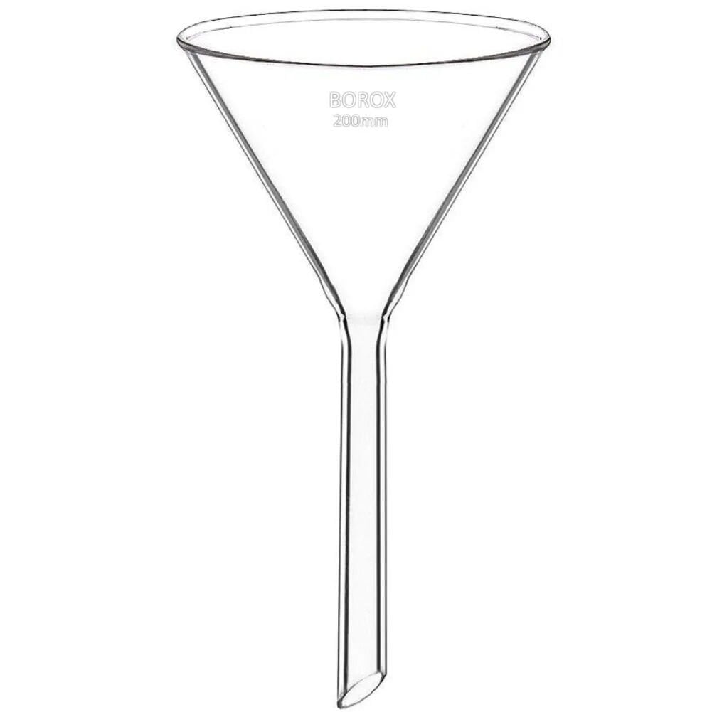 Borox Cam Huni 200 mm - Kısa Saplı Laboratuvar Huni