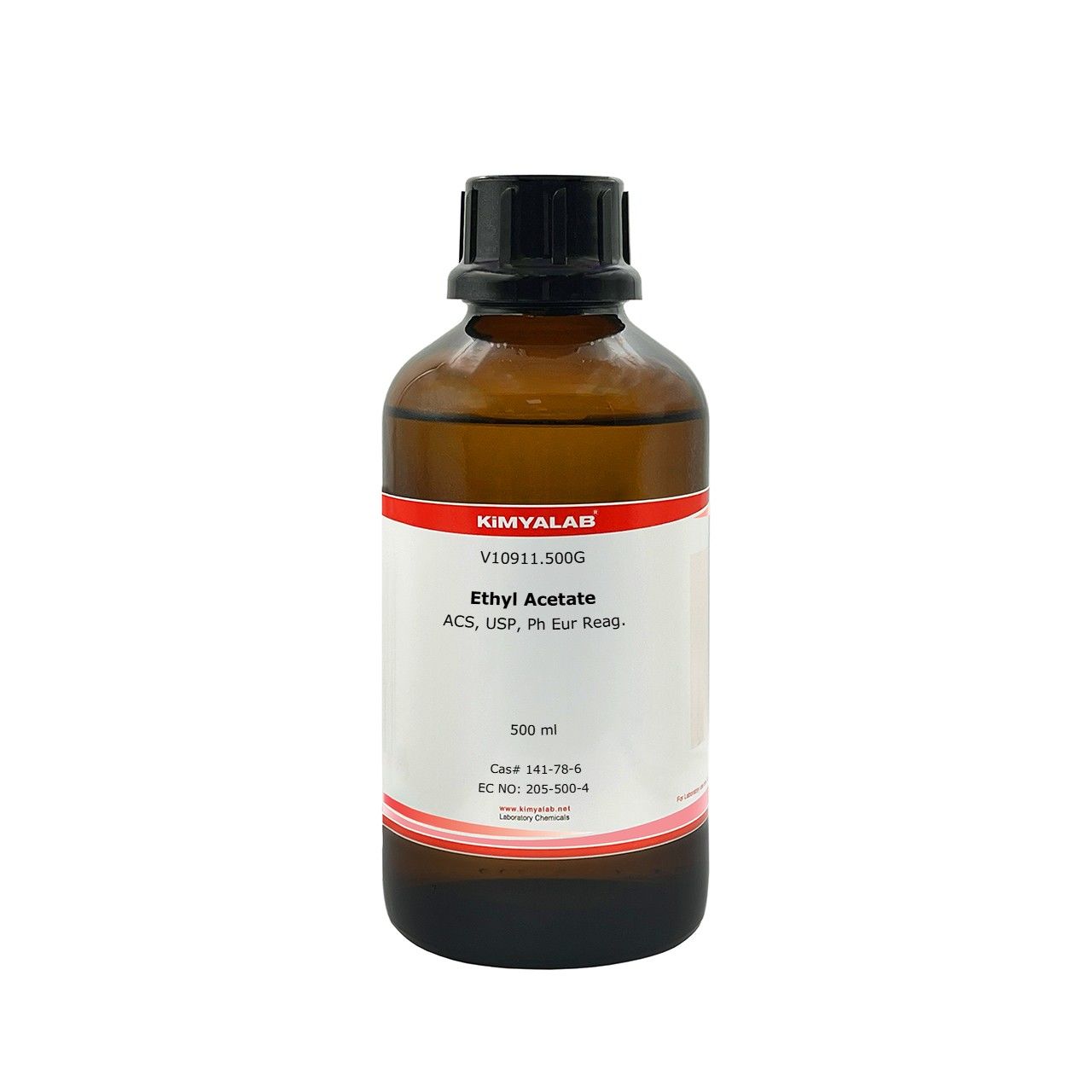 Kimyalab  Etil Asetat 500ml Cam Şişe - Ethyl Acetate Extra Pure %99,5