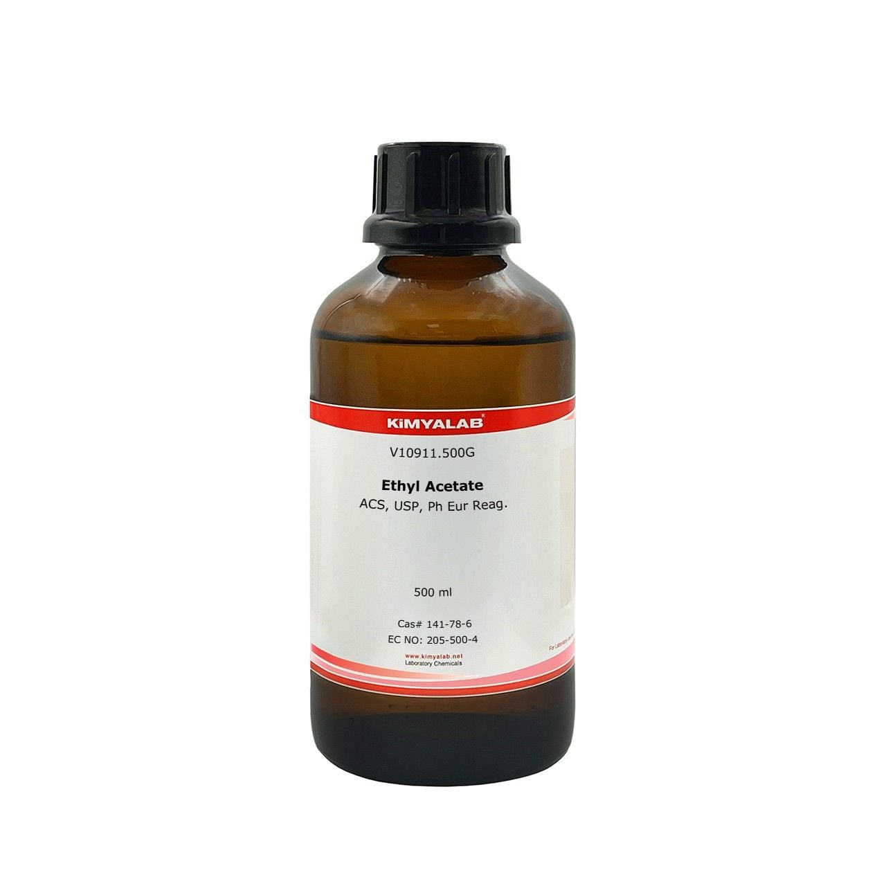 Kimyalab  Etil Asetat 500ml Cam Şişe - Ethyl Acetate Extra Pure %99,5