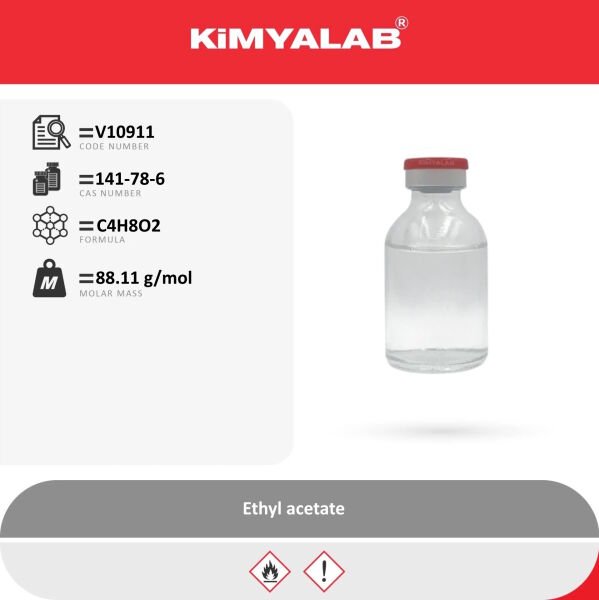 Kimyalab  Etil Asetat 500ml Cam Şişe - Ethyl Acetate Extra Pure %99,5
