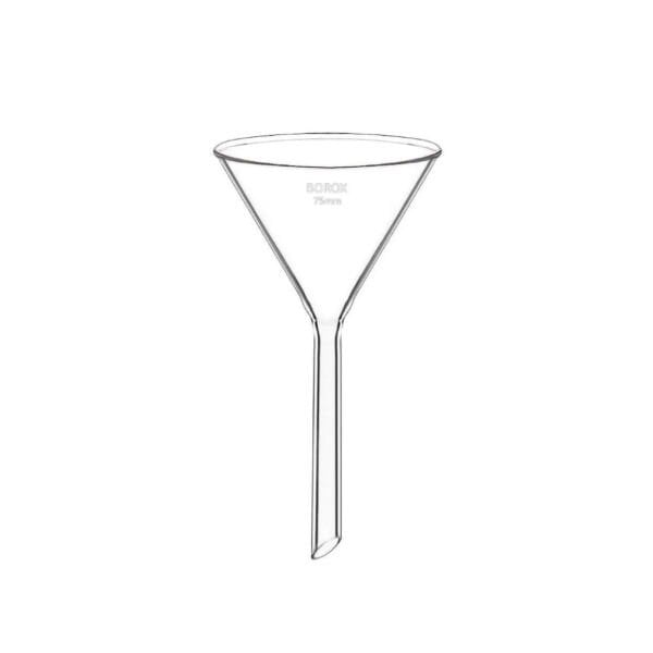 Borox Cam Huni 75 mm - Kısa Saplı Laboratuvar Huni