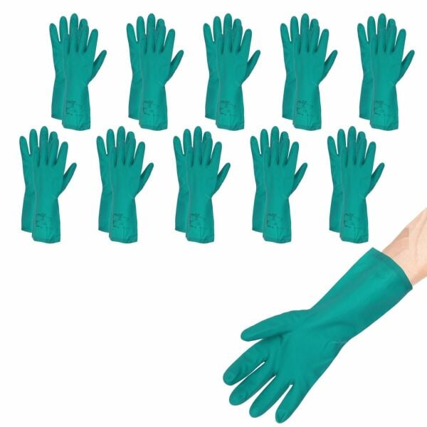 Nitril Eldiven Yeşil XL - Kimyasal Asit Eldiveni 15Mil 10Adet Toptan