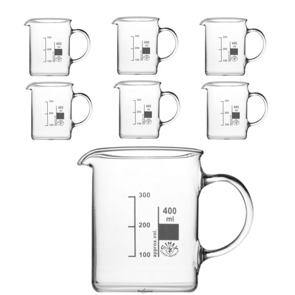 Simax Kulplu Cam Beher 400 ml - Kısa Form Isıya Dayanıklı Beaker - 6 Adet Toptan