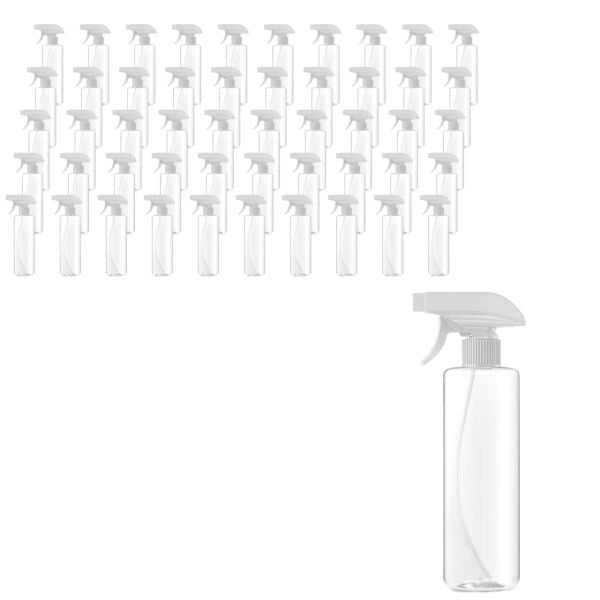 Borox Plastik Sprey Şişesi 400 ml - Şeffaf PP Spreyli Şişe - 50 Adet Toptan