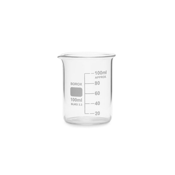 Borox Cam Beher 100 ml - Kısa Form Isıya Dayanıklı Beaker