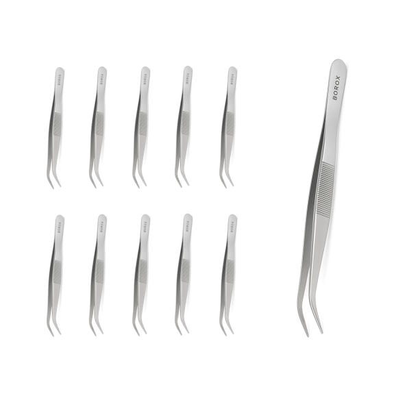 Borox Penset 16 cm Paslanmaz Çelik - Eğri Sivri Uçlu Cımbız - 10 Adet Toptan