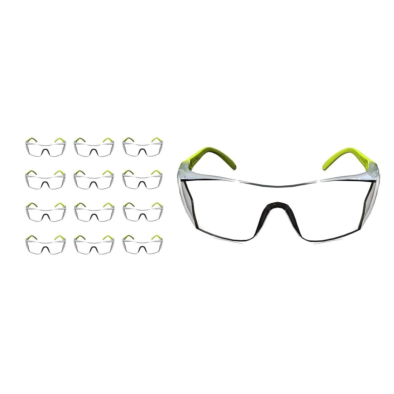 Koruyucu Gözlük - Laboratuvar Gözlüğü - Sap Açısı Ayarlı Yeşil - 12 Adet Toptan