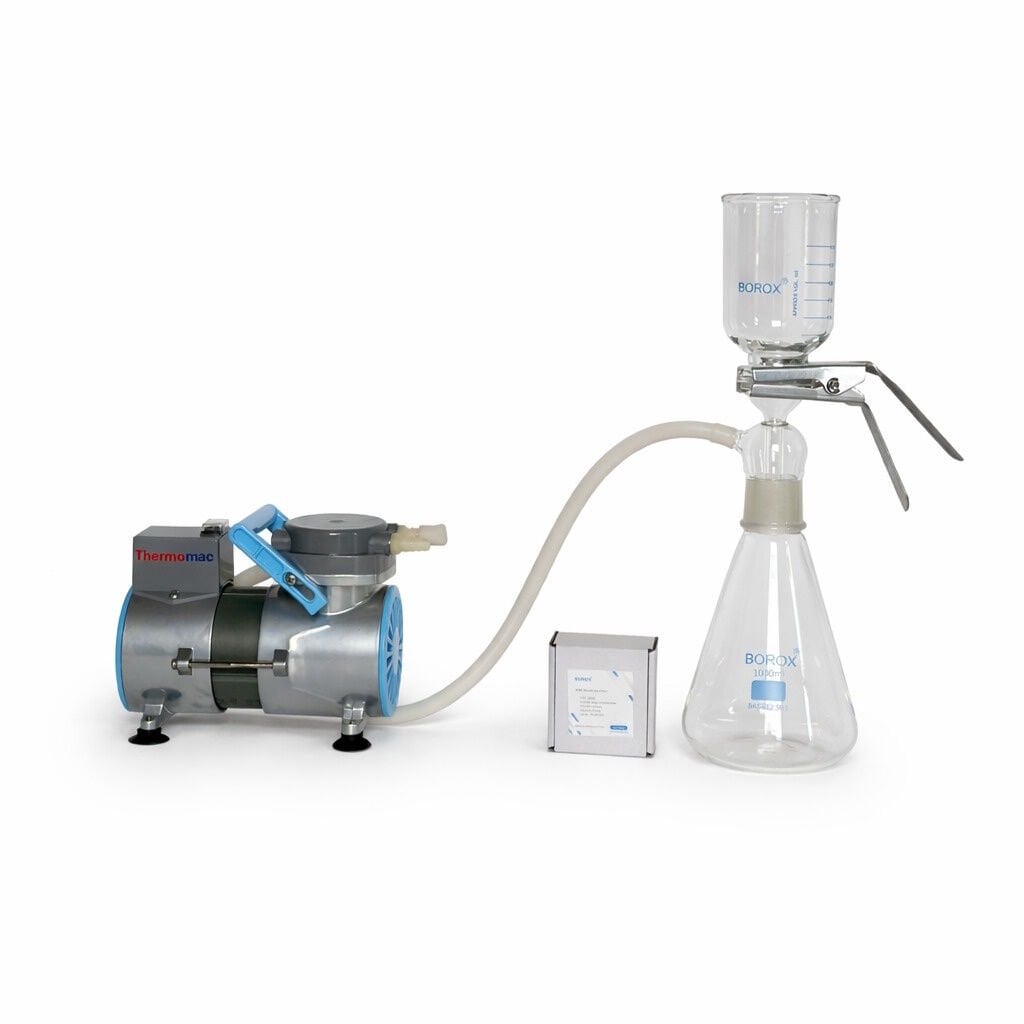 Borox Vakum Filtrasyon Süzme Seti - Yağsız Vakum Pompası + 47 mm MCE Membran Filtre