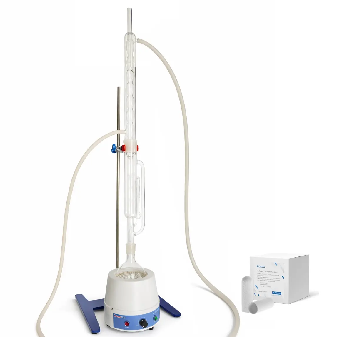 Borox Soxhlet Ekstraksiyon Seti 500ml - Sokslet Düzeneği - Ekstraktör Cihazı - Yağ Tayin Deney Seti