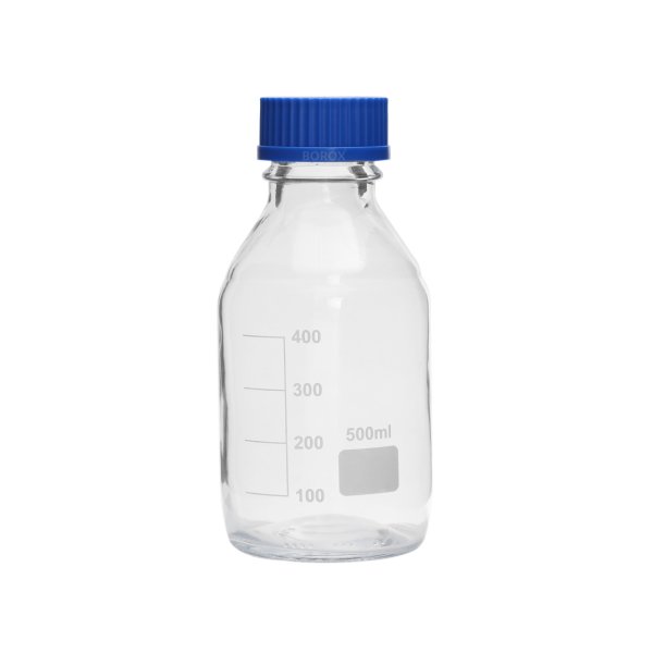 Borox Cam Şişe 500 ml - Vida Kapaklı Boş Numune Şişesi - Otoklav Şişe