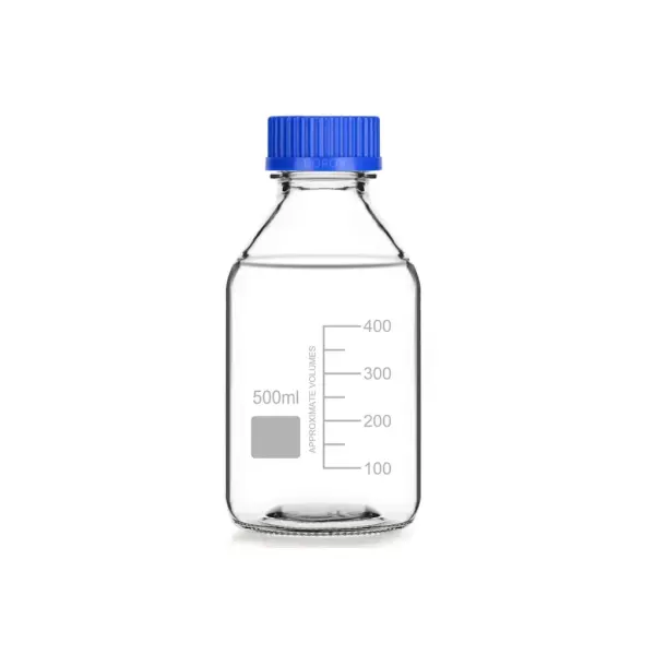 Borox Cam Şişe 500 ml - Vida Kapaklı Boş Numune Şişesi - Otoklav Şişe