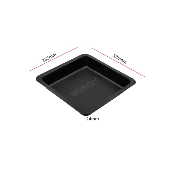 Borox PS Tartım Kabı - Plastik Kare Form 250ml - 500adet/paket - Siyah Renk