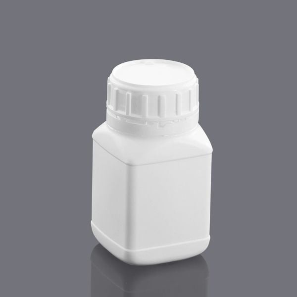 Borox Plastik Kare Şişe 250 ml - Beyaz Kapaklı Şişe 5 Adet