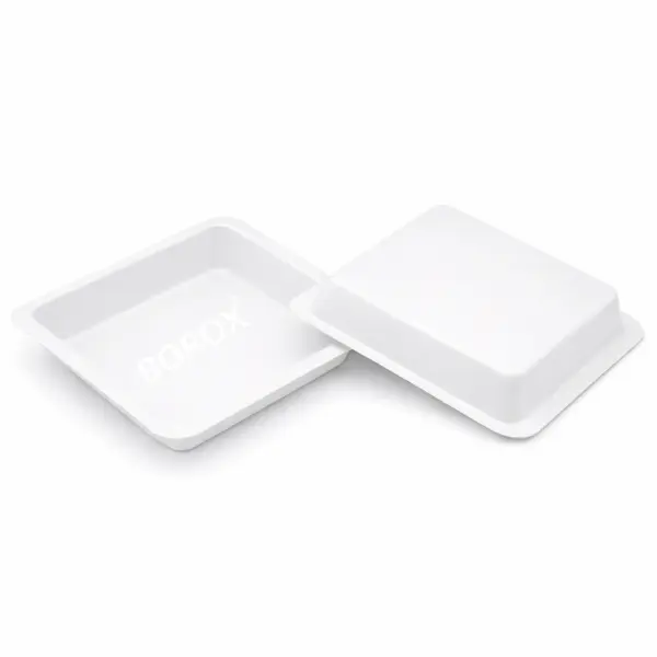Borox PS Tartım Kabı - Plastik Kare Form 250ml - 500adet/paket - Beyaz Renk