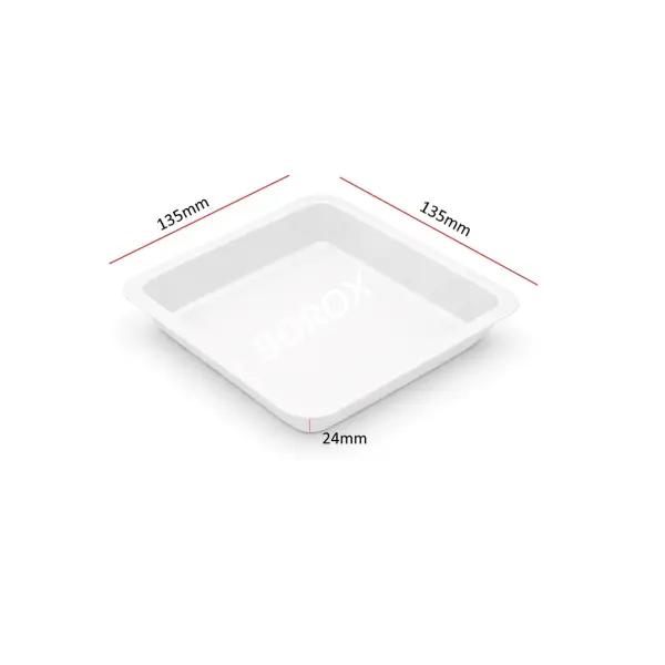 Borox PS Tartım Kabı - Plastik Kare Form 250ml - 500adet/paket - Beyaz Renk