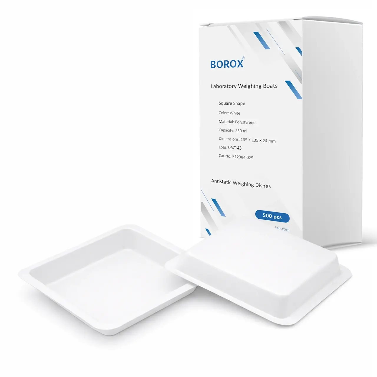 Borox PS Tartım Kabı - Plastik Kare Form 250ml - 500adet/paket - Beyaz Renk