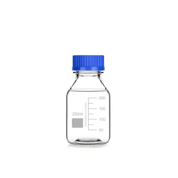 Borox Cam Şişe 250 ml - Vida Kapaklı Boş Numune Şişesi - Otoklav Şişe