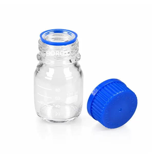 Borox Cam Şişe 100 ml - Vida Kapaklı Boş Numune Şişesi - Otoklav Şişe