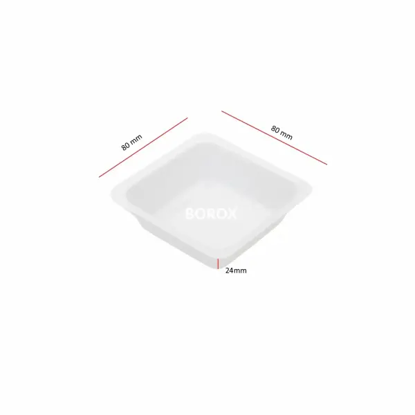 Borox PS Tartım Kabı - Plastik Kare Form 100ml - 500adet/paket - Beyaz Renk