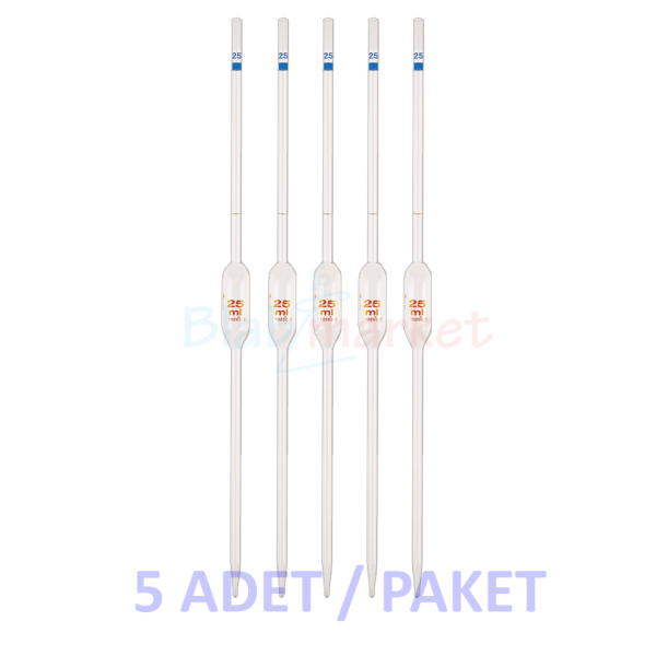 Borox Cam Bullu Pipet 25 ml - 5adet-paket - Volumetrik Pipet