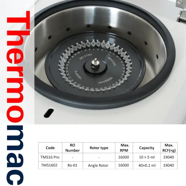 Thermomac TMS16 Pro 40x0.2ml Tüpler İçin - Masaüstü Mikro Santrifüj Cihazı 16000rpm