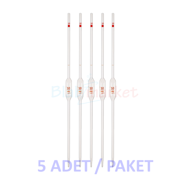 Borox Cam Bullu Pipet 10 ml - 5adet-paket - Volumetrik Pipet