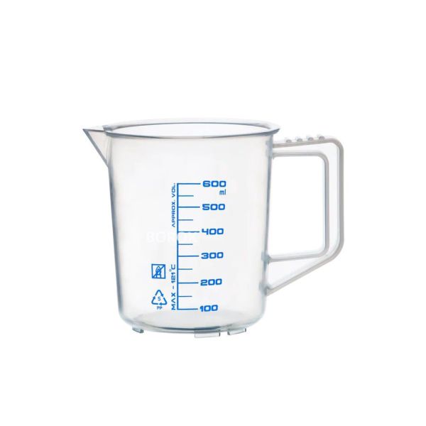 Borox Kulplu Plastik Beher 600 ml - Ölçü Kabı - Mavi Skala - 12 Adet Toptan