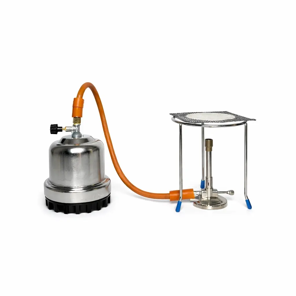 Borox Krom Ocaklı Bunzen Beki Seti - Sac Ayak + Amyant Tel - Laboratuvar Brülör Seti