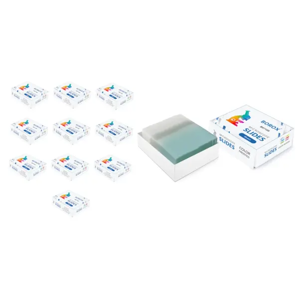 Borox Lam - Tek Yüzey 1/3 Beyaz Rodajlı Mikroskop Lamı 50li - 10 Paket Toptan