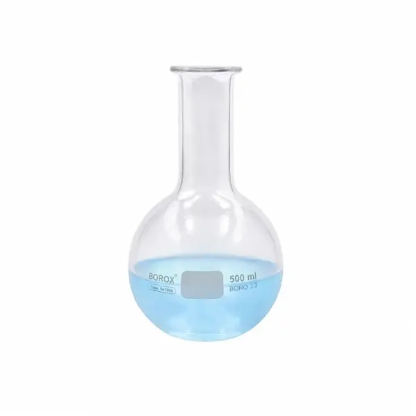 Borox Cam Balon 500 ml - Dibi Yuvarlak - Şilifsiz Deney Balonu - 10 Adet Toptan