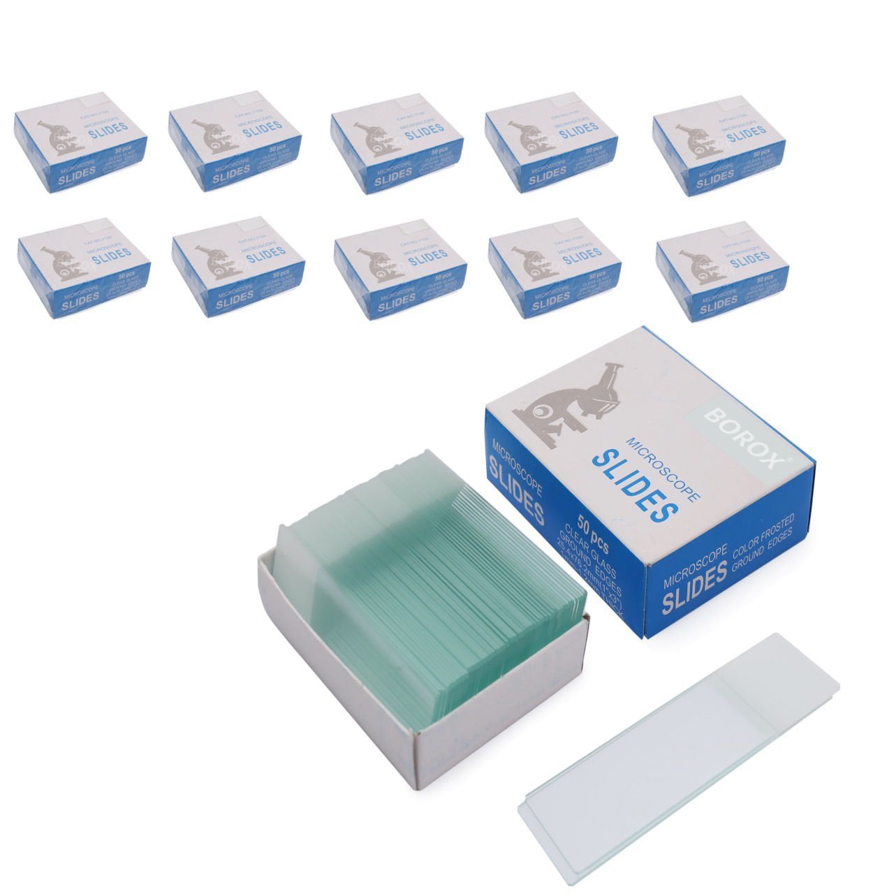 Borox Lam - Tek Yüzey 1/3 Beyaz Rodajlı Mikroskop Lamı 50li - 10 Paket Toptan